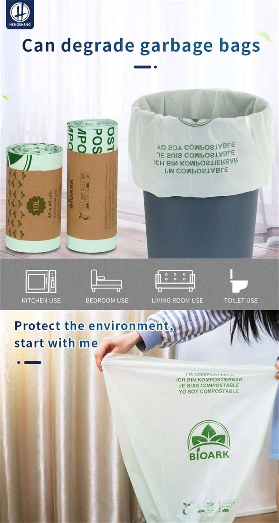 Biodegradable Flat-mouth Garbage Bag